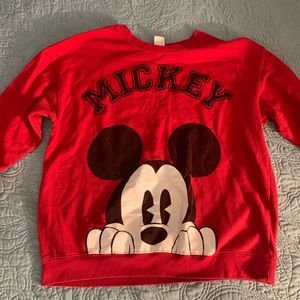 Red Mickey Mouse crew neck